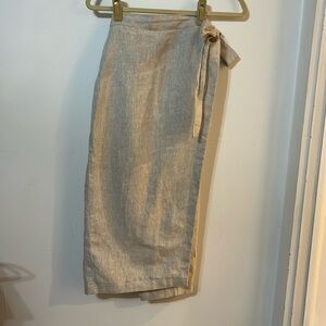 Reformation midi wrap skirt in linen